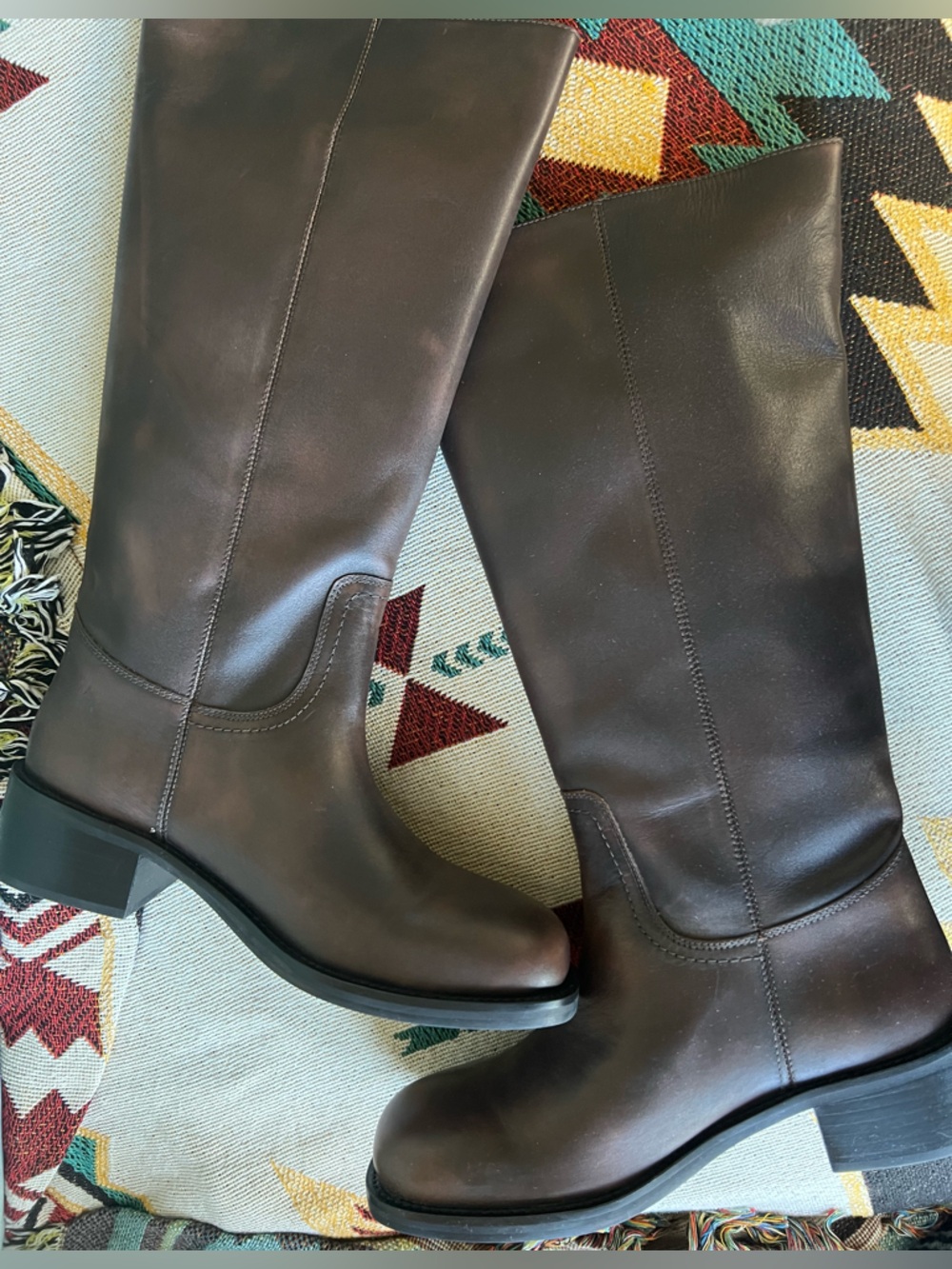 Steve Madden Riggs Leather Block Heel Tall Boots